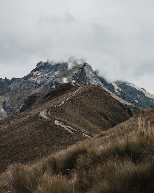 View of Rucu Pichincha with cloudy sky in Quito  Ecuador