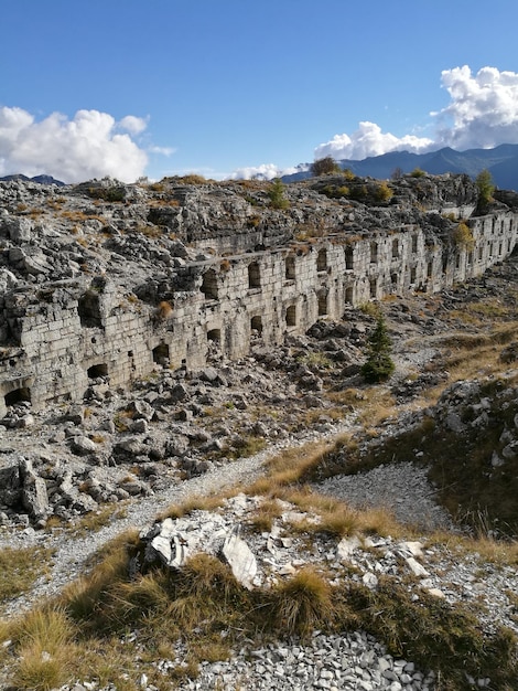 View of ruined stone structure