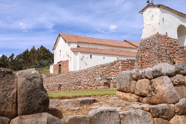 View of the ruins of the inca temple of chinchero in cusco