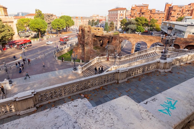 A view of the ruins of the roman forum in rome