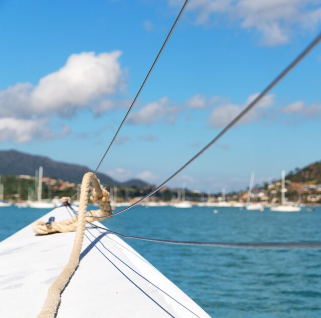 View of sailboat on sea against sky