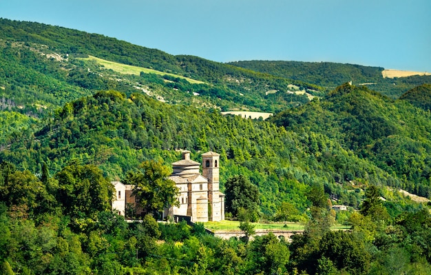 View of Saint Bernardino church from Urbino in Italy