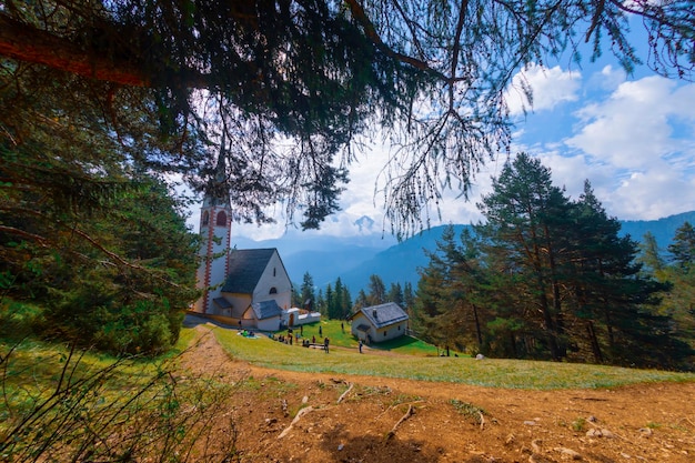 View of Saint Jacob church in Ortisei