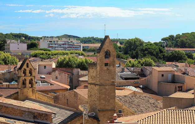 View of Salon de Provence with typical bell towers France