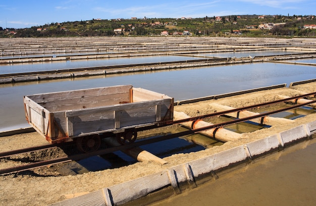 View of Salt evaporation ponds in Secovlje