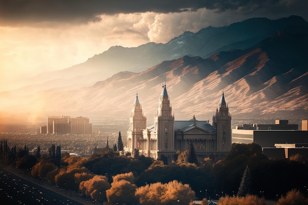 View of Salt Lake City Utah in the morning