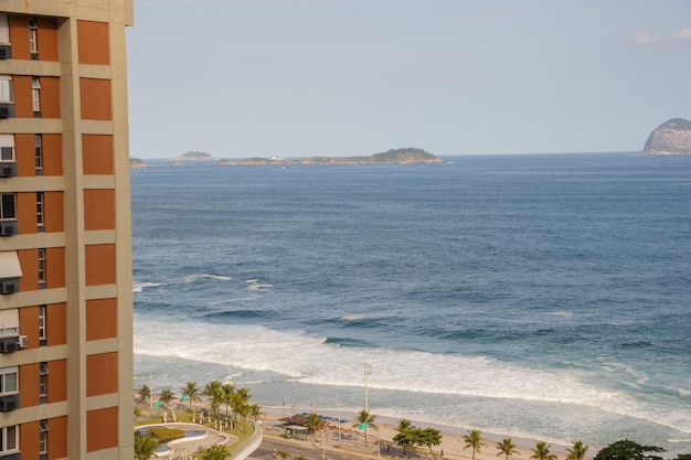 view of Sao Conrado beach in Rio de Janeiro Brazil