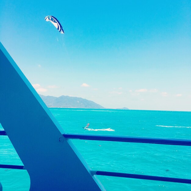 View of sea against blue sky