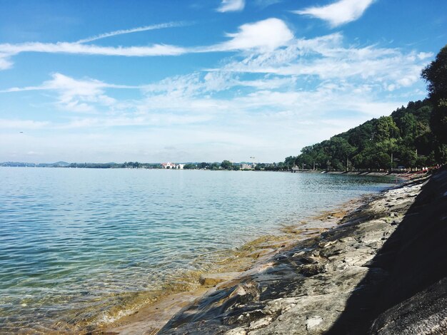 View of sea against cloudy sky