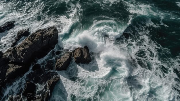 View of the sea and beachfront from above