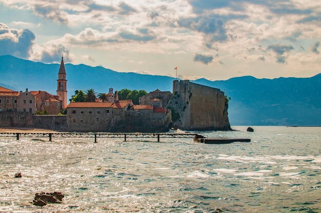 A view of the sea and the castle of kotor