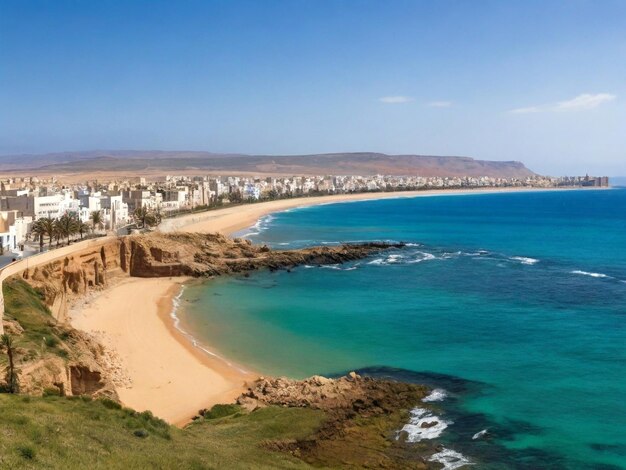 Photo view of the sea and the city