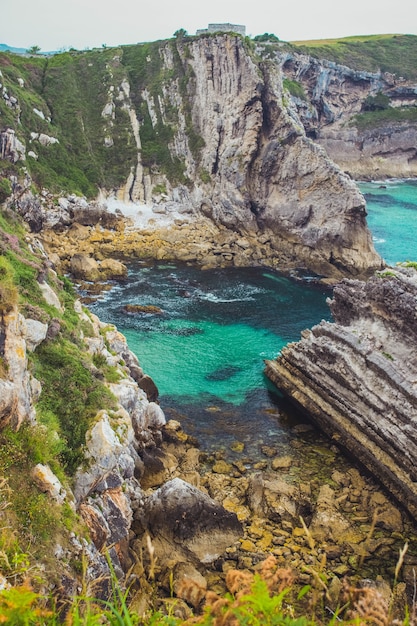 Photo view of the sea from the cliffs of asturias