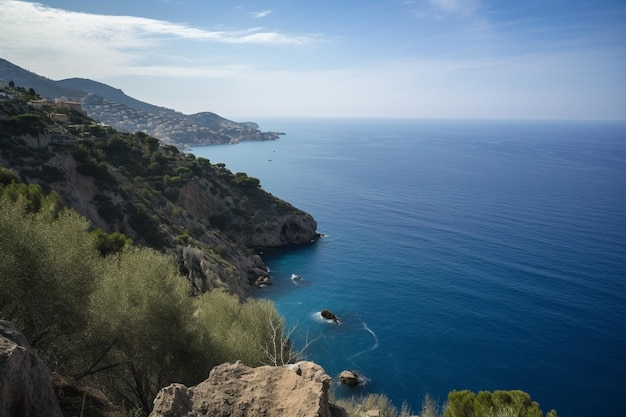 A view of the sea from the mountains