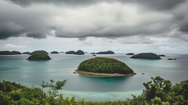 A view of the sea and islands from the top of the island