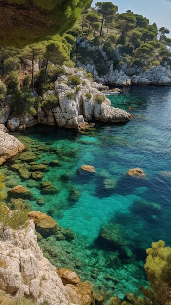 A view of the sea and the rocks