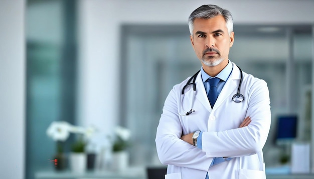 View of serious doctor