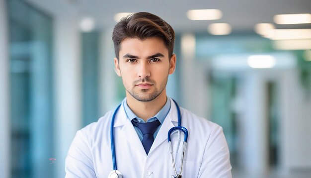 View of serious doctor