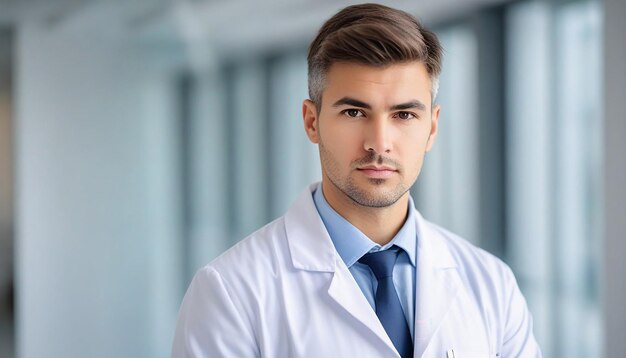 Photo view of serious doctor