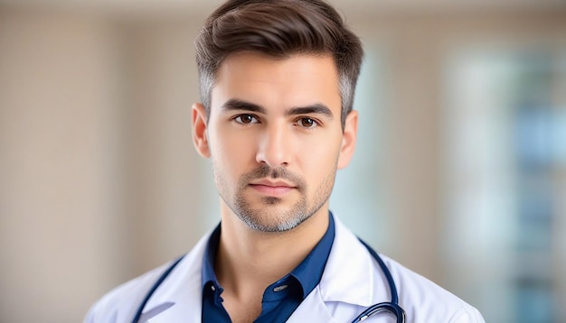 View of serious doctor