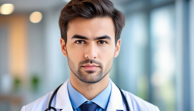 Photo view of serious doctor