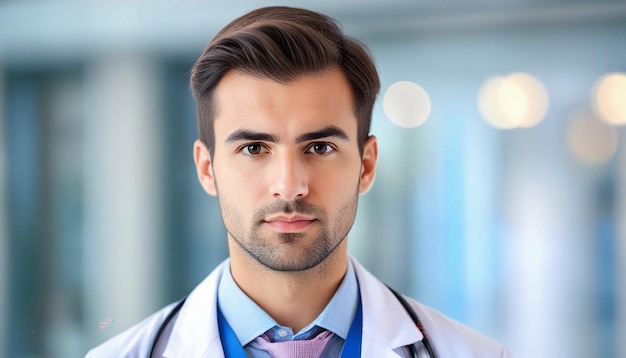 Photo view of serious doctor