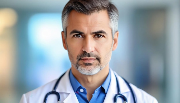 View of serious doctor