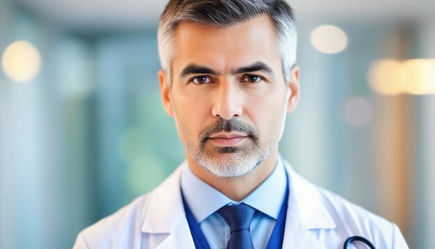 View of serious doctor