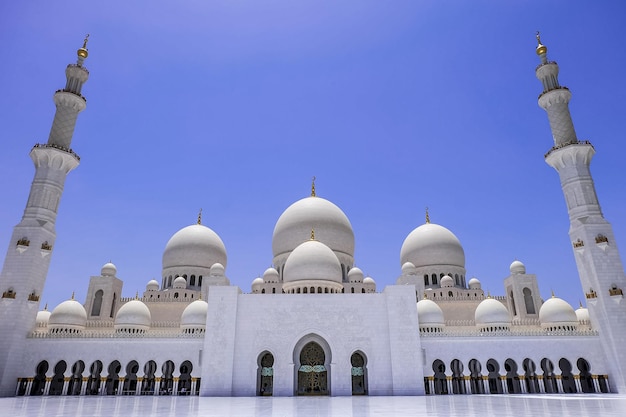 View of Sheikh Zayed Grand Mosque in Abu Dhabi United Arab Emirates