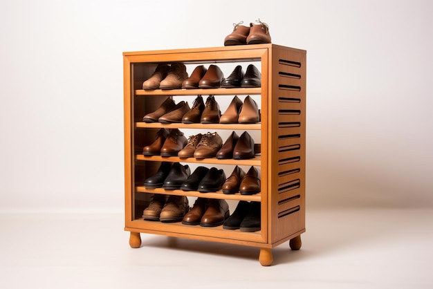 View of shoe rack with storage space for footwear