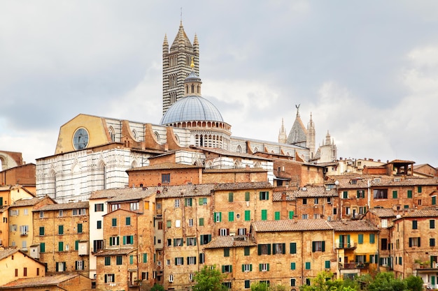 View of Siena with cathedral , Italy