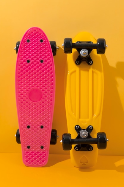 View of skateboard with wheels