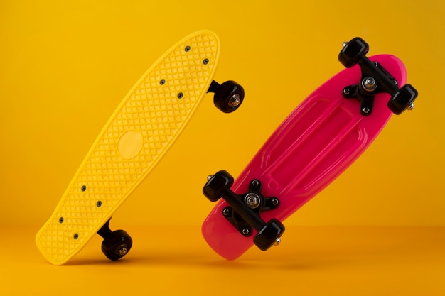 View of skateboard with wheels