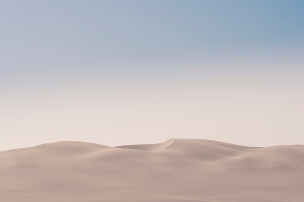 View of the Skeleton Coast desert dunes in the morning in Namibia in Africa.