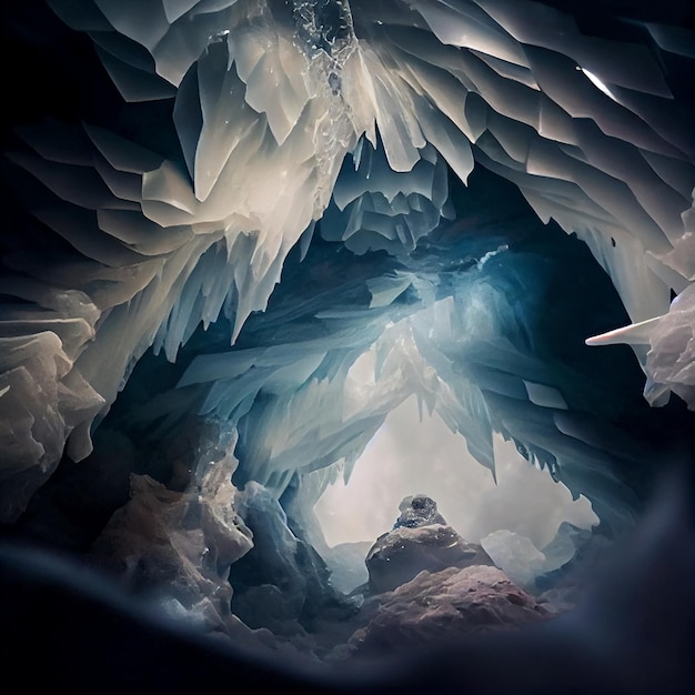 View of the sky from inside a cave Generative Ai