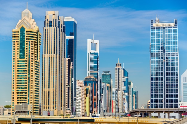 View of skyscrapers in Downtown Dubai - the UAE