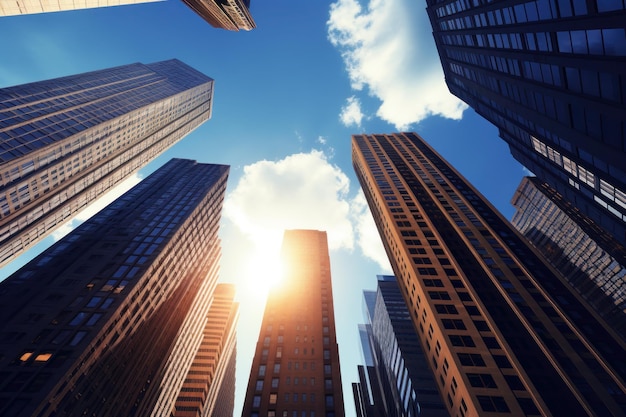 View of skyscrapers from below