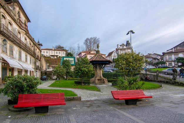 View of a small square in the town of Ponte de Lima