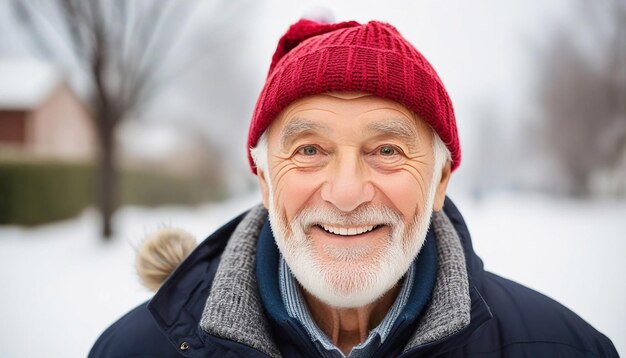 Photo view of smiling senior man outdoors