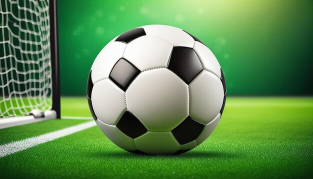 View of soccer ball on the field grass