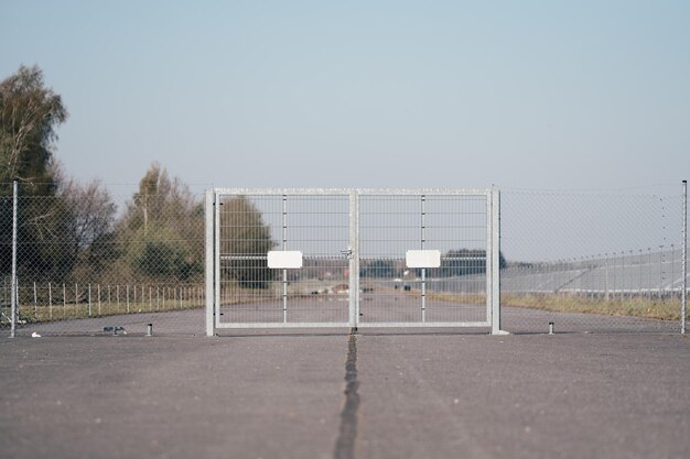 View of soccer field against clear sky