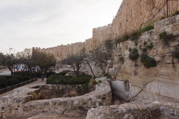 View of the south wall of the old city of Jerusalem