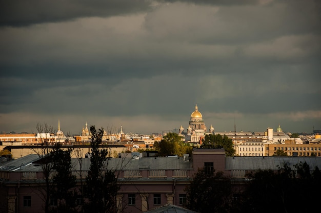 View of St Isaac's Cathedral across the rooftops.