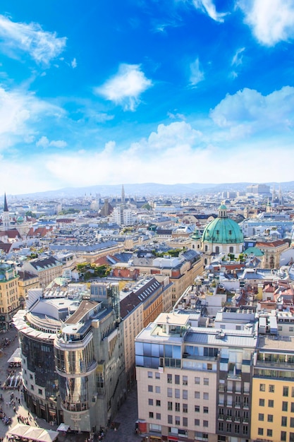 View of St. Peter's Cathedral from the observation of St. Stephen's Cathedral in Vienna, Austria