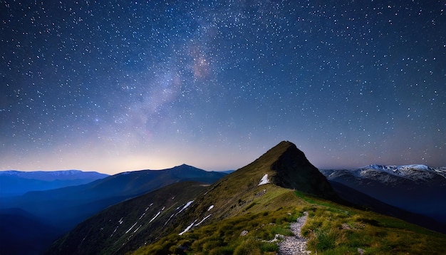 山の頂上にある星空の景色