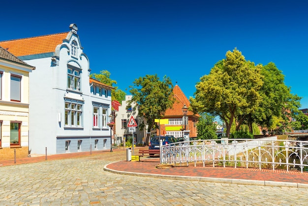 View of a street in Buxtehude, a small German town