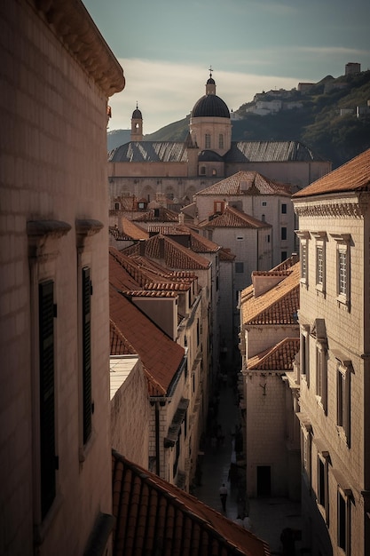 クロアチア、ドブロブニクの通りの眺め