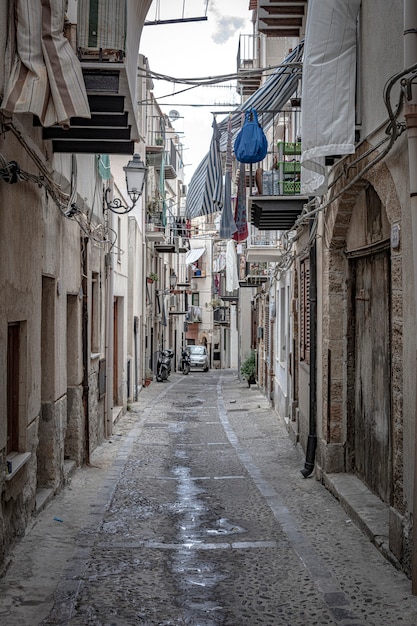 View of the streets of the city of CefalÃ¹ in Sicily