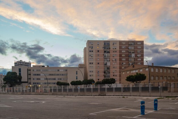 View of the streets of Malaga in the harbor area