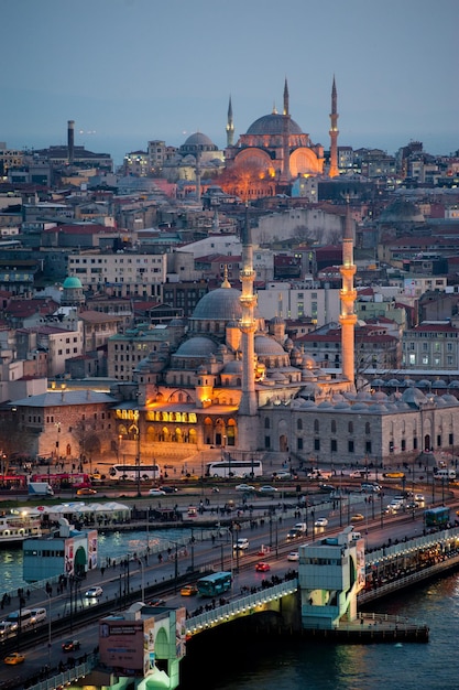 ガラタ塔からのイスタンブールの夕日の眺め。
